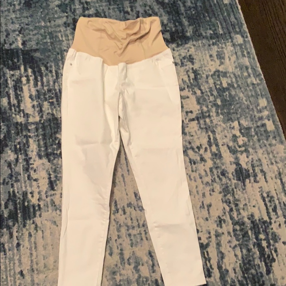 Ingrid & Isabel white maternity jeans.
